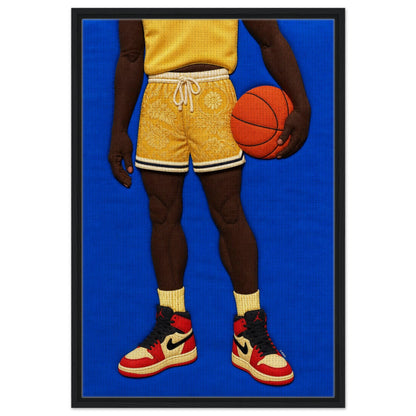 Quilted Basketball Framed Canvas Quilt-Inspired Afrocentric