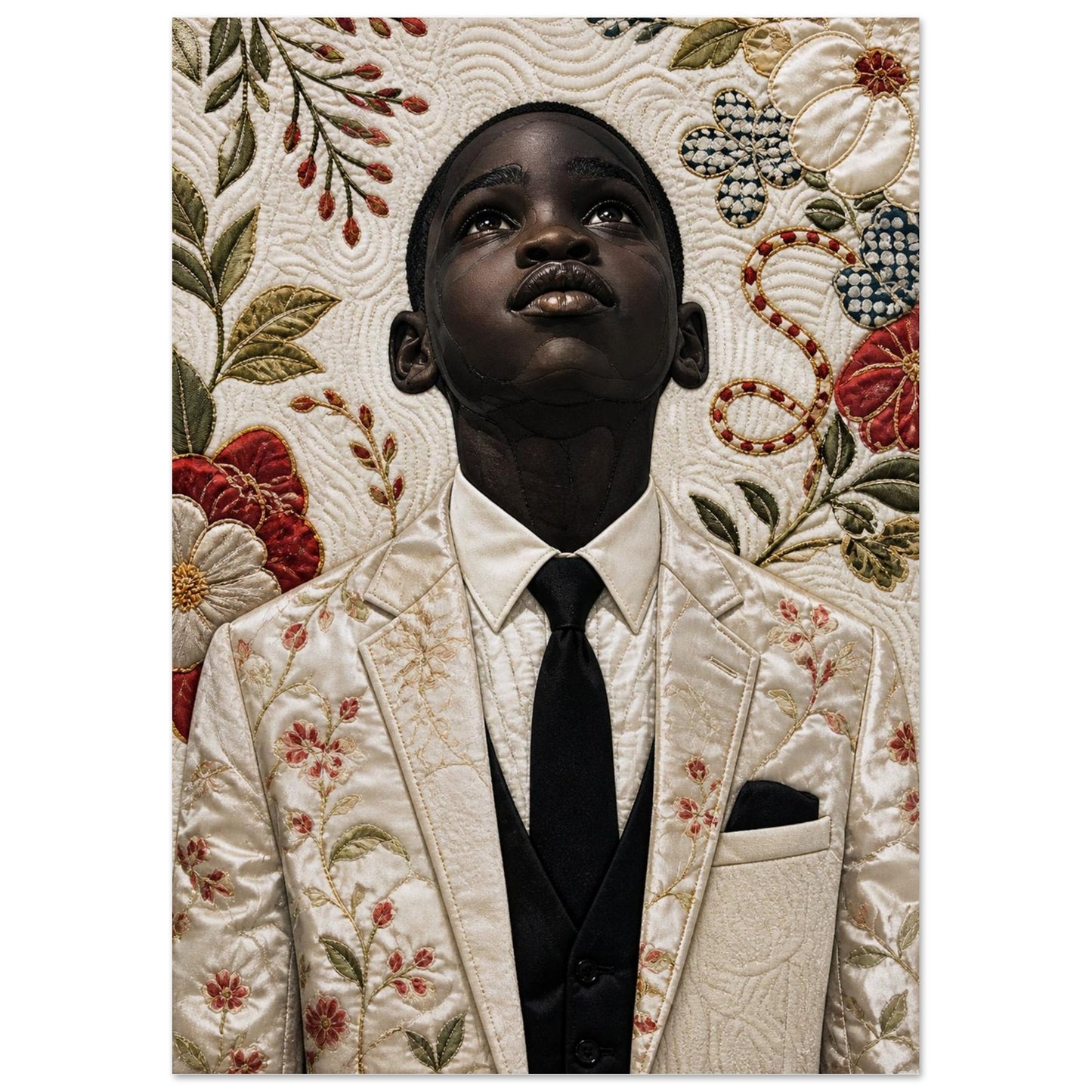 Titel Quilt-Inspired Textile-Collage Matte Paper Poster