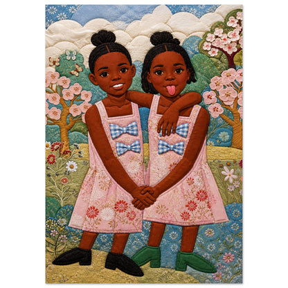 Bisa Butler-Style Quilt-Inspired Garden Poster on Matte Paper