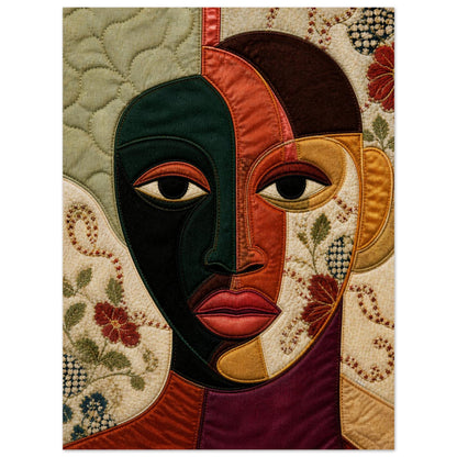 The Divided Gaze Quilted-Style Matte Paper Poster - Bisa Butler Style