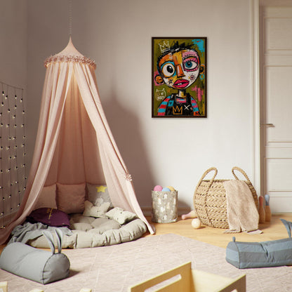 Crowned Rebel Child Framed Canvas Afrocentric Graffiti-Inspired