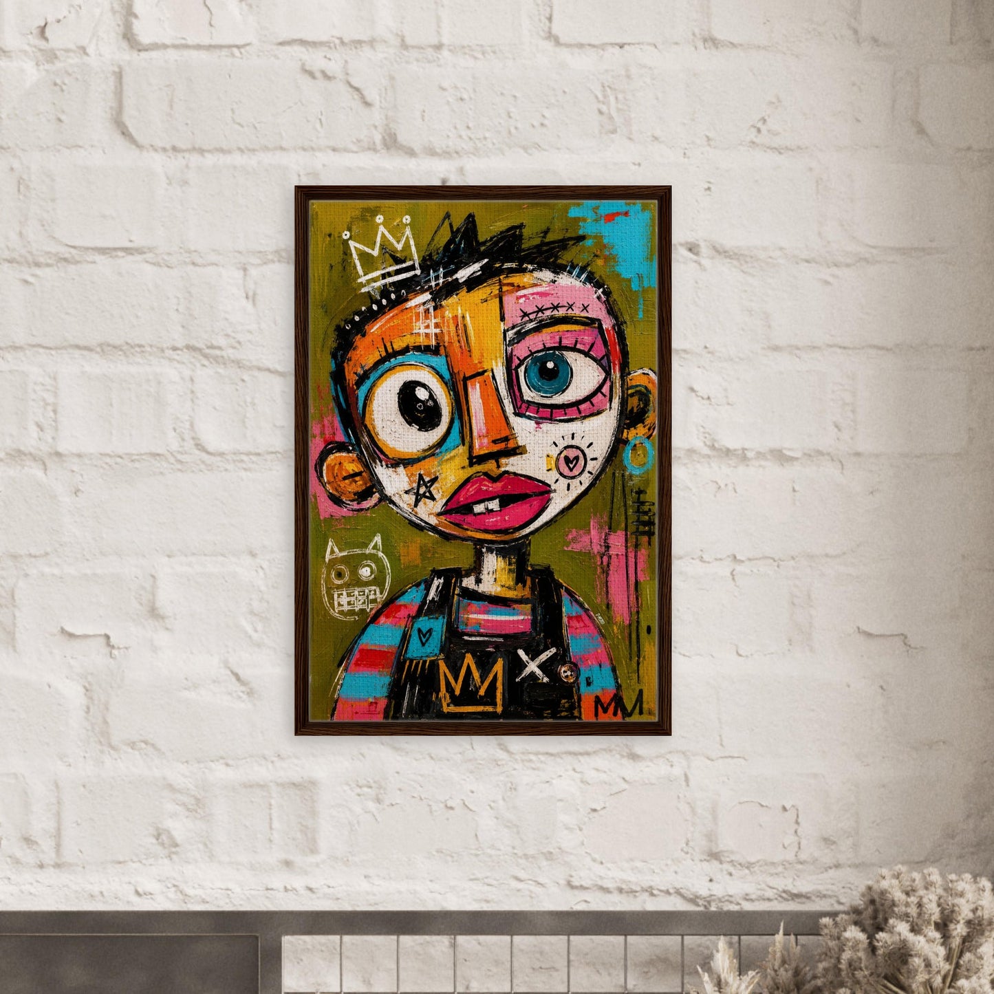 Crowned Rebel Child Framed Canvas Afrocentric Graffiti-Inspired