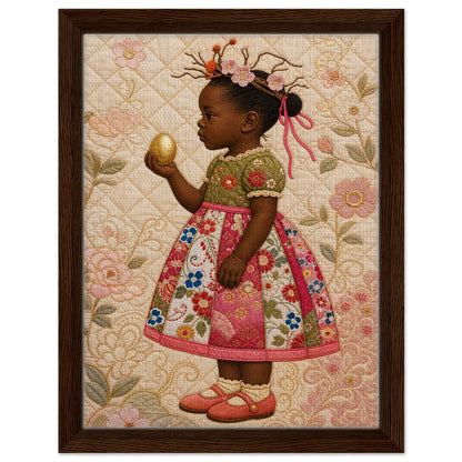 Golden Garden Matte Paper Poster: Quilt-Inspired, in Bisa Butler Style