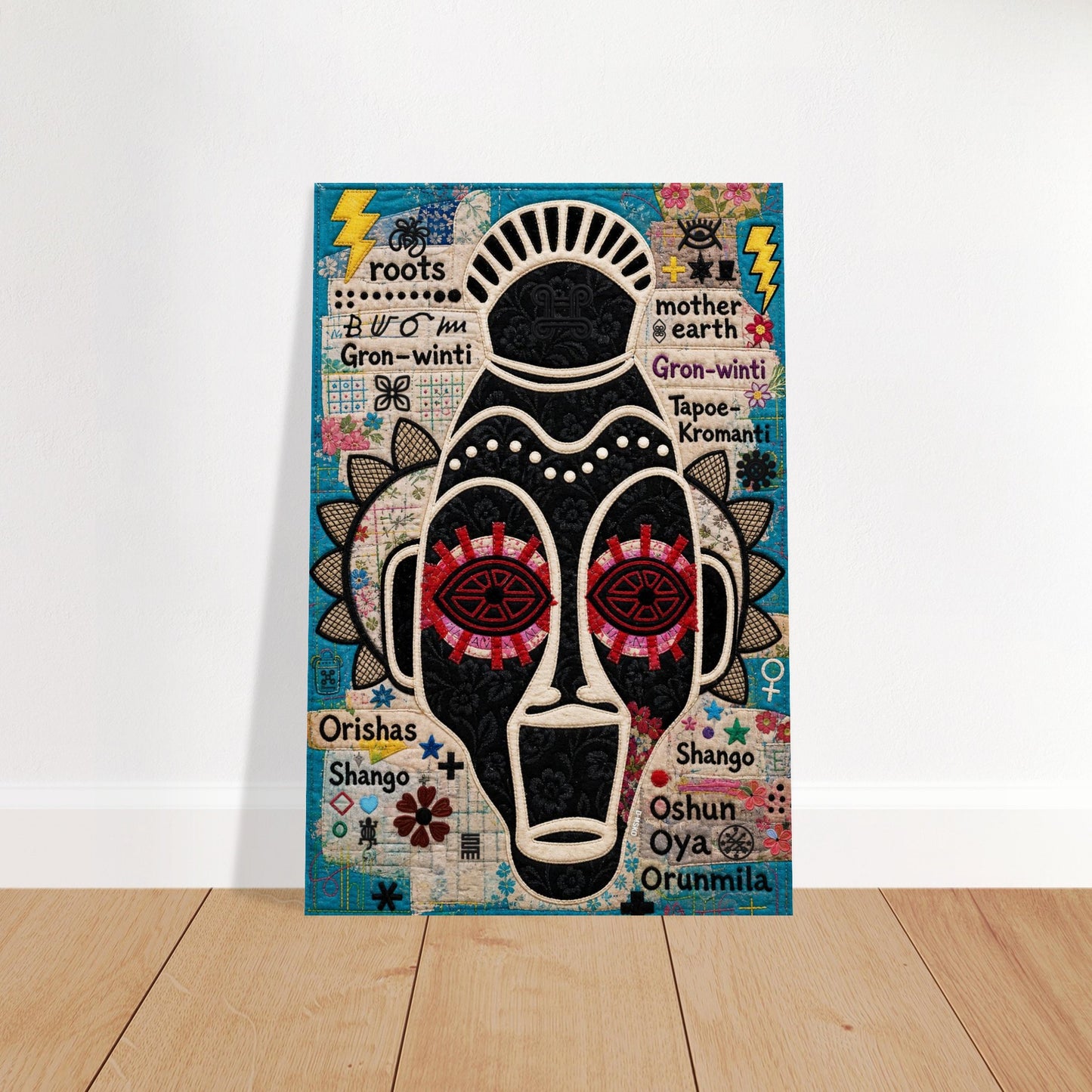 Ancestral Roots Mask Quilt-Inspired Matte Paper Poster
