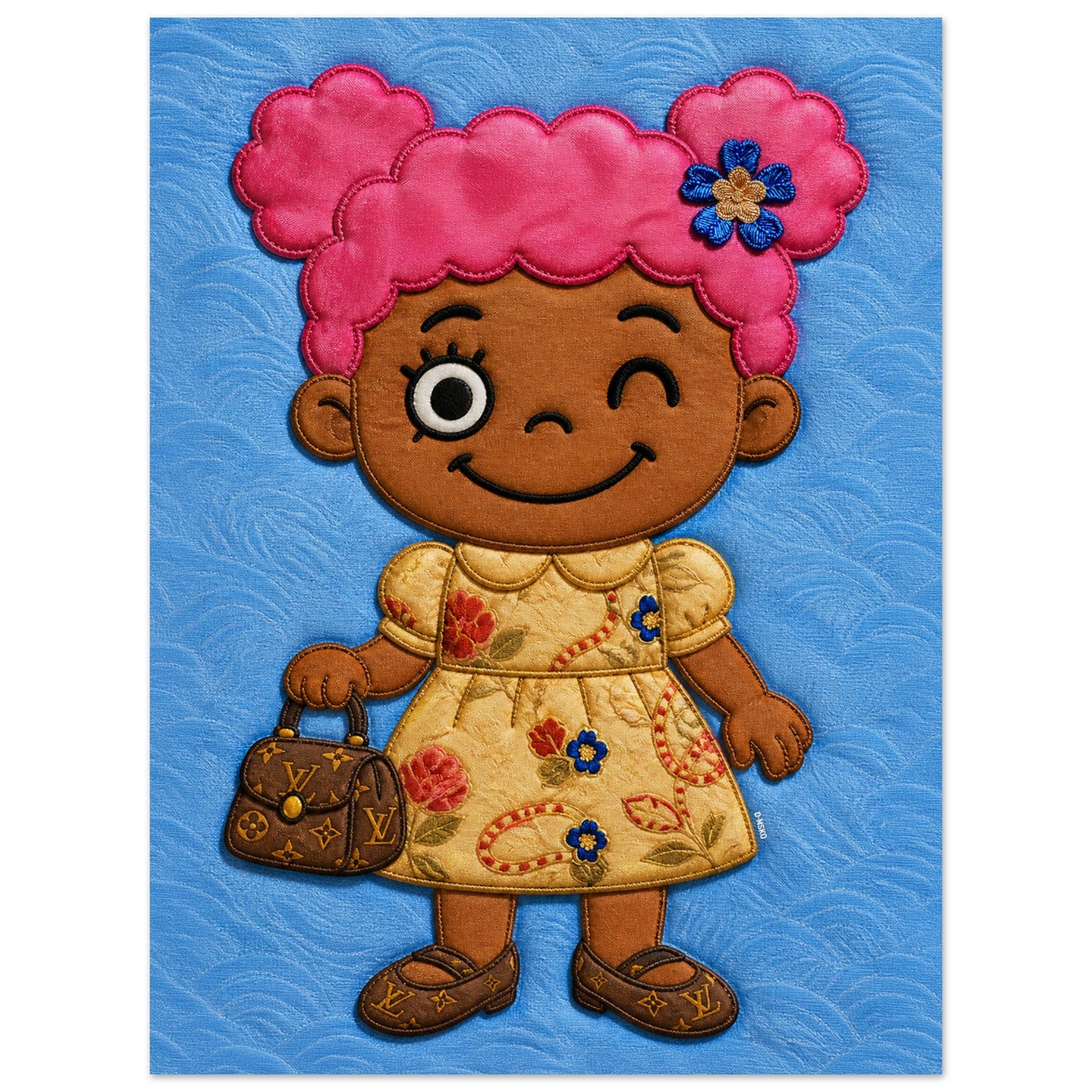Pink Pigtails Museum-Quality Quilted-Style Matte Paper Poster