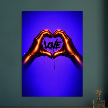 Black Love Hands Neon-Pop Museum-Quality Matte Paper Poster