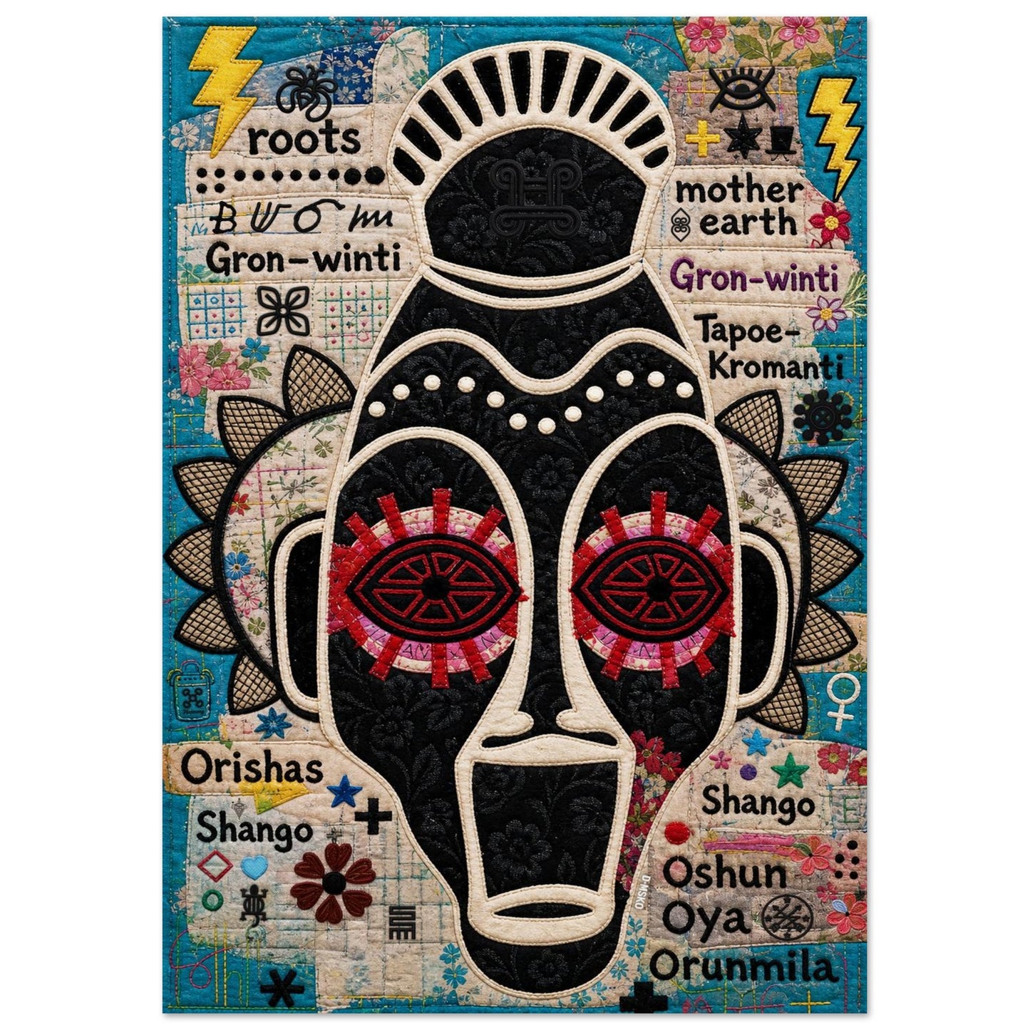 Ancestral Roots Mask Quilt-Inspired Matte Paper Poster