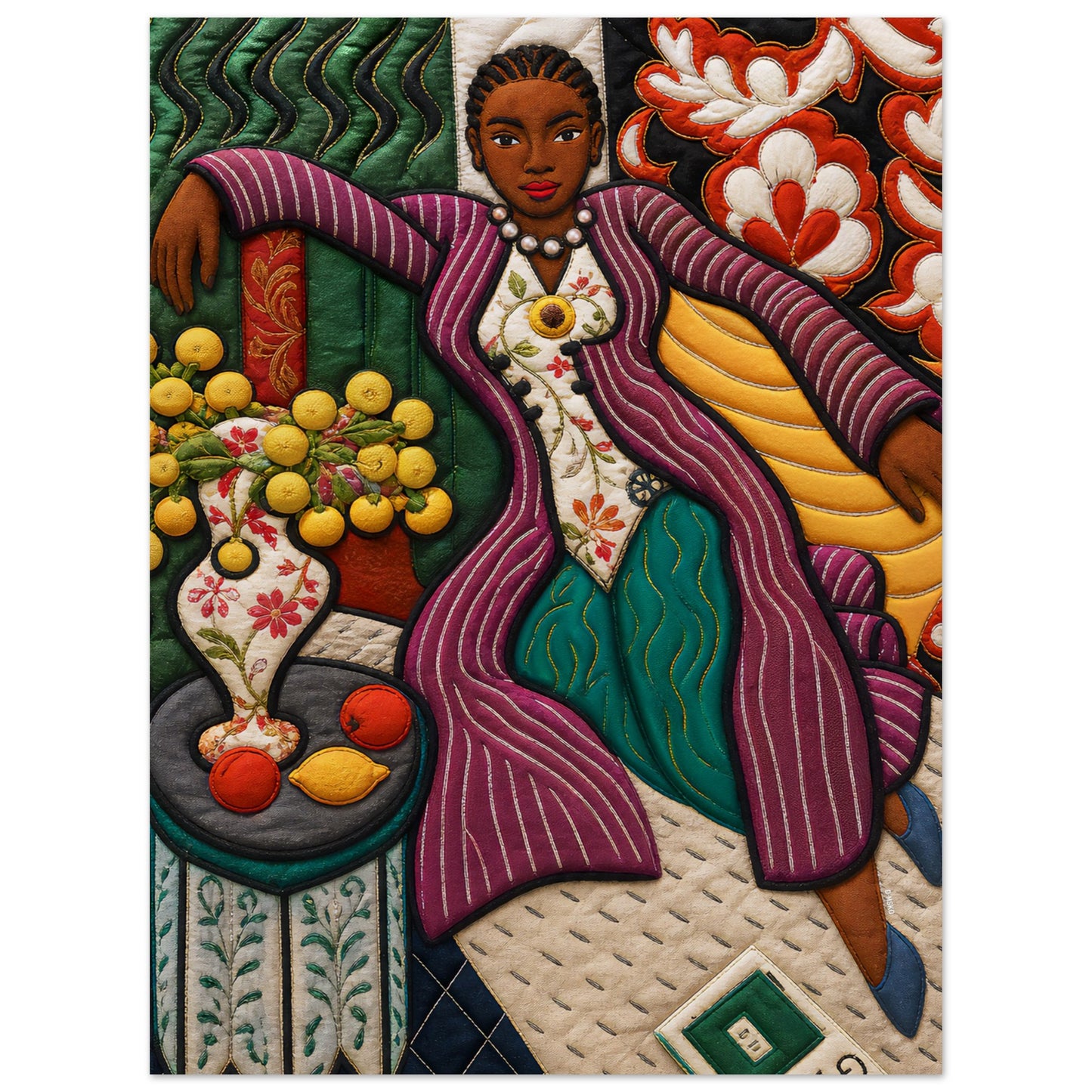 Citrus Lounge Museum-Quality Matte Paper Poster - Quilt-Inspired