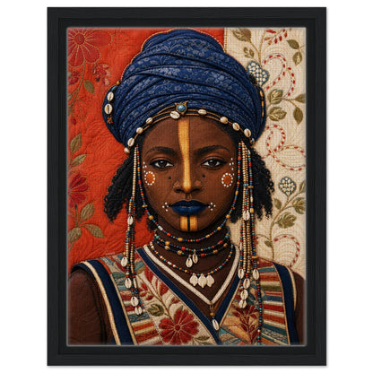 Wadaabe Woman Framed Canvas Quilt-Inspired - Bisa Butler Style