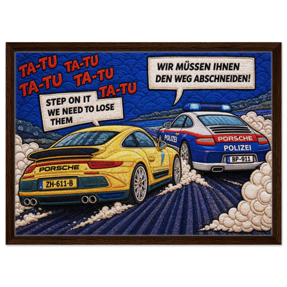Autobahn Chase Framed Canvas Quilted-Style Pop-Art