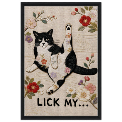 Lick My... Framed Canvas Embroidered-Style - Japanese Embroidery Style