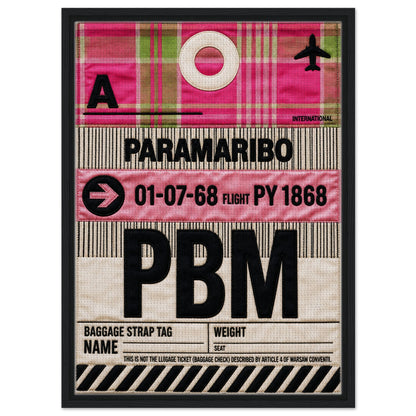Pink Paramaribo PBM Framed Canvas Quilted-Style Airport-Code