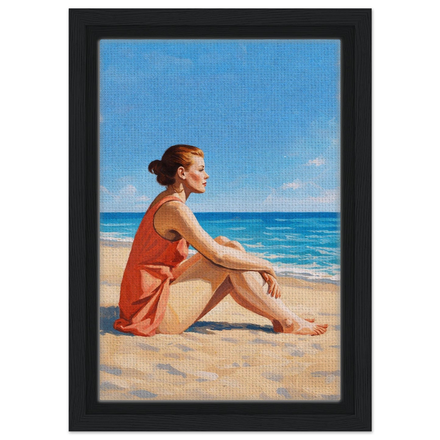 Seaside Stillness Framed Canvas Coastal-Serene - Impressionist Style