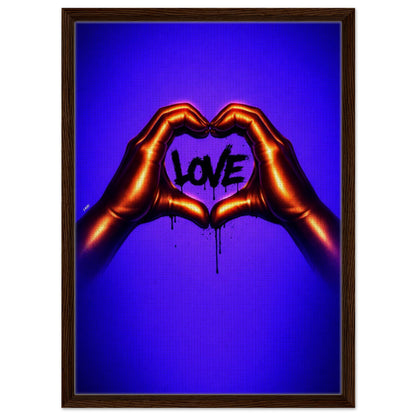 Black Love Hands Neon-Graffiti Pop-Art Framed Canvas
