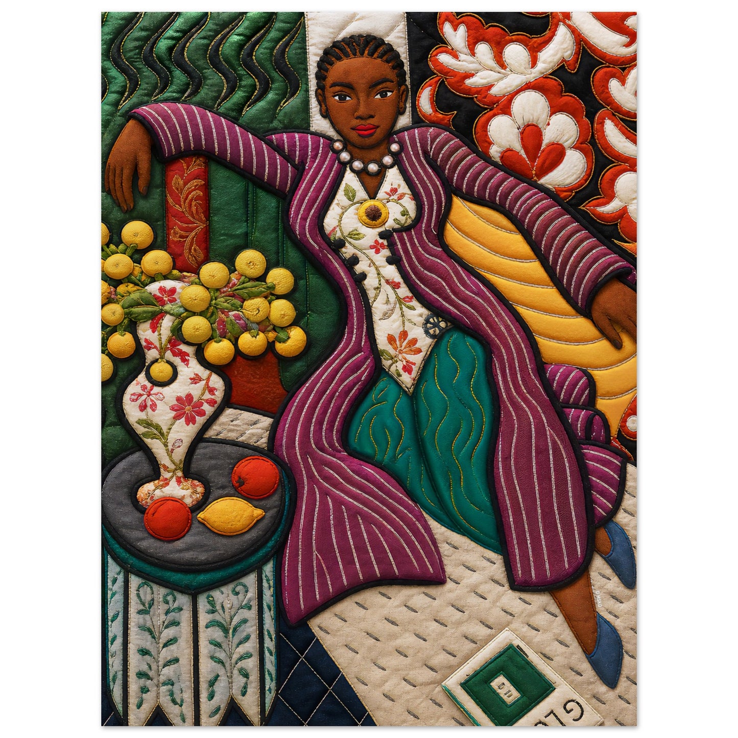 Citrus Lounge Museum-Quality Matte Paper Poster - Quilt-Inspired