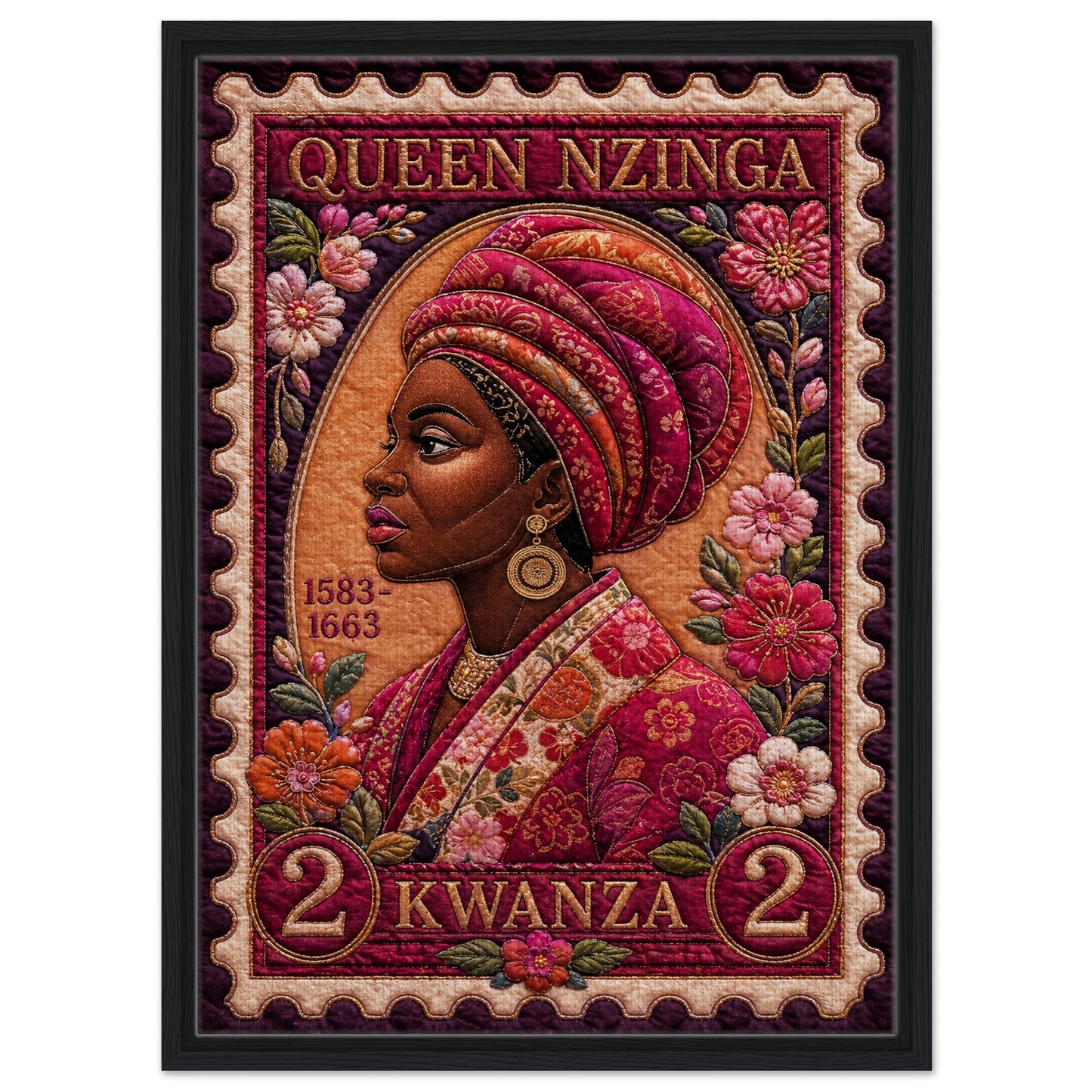 Queen Nzinga Quilt-Inspired Matte Poster
