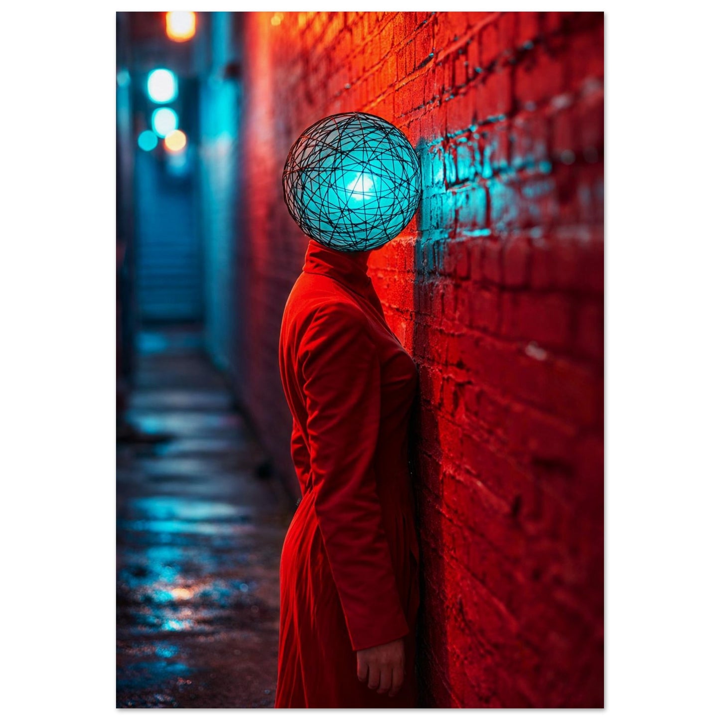 Neon Alley Portrait Cyberpunk-Surreal Matte Paper Poster