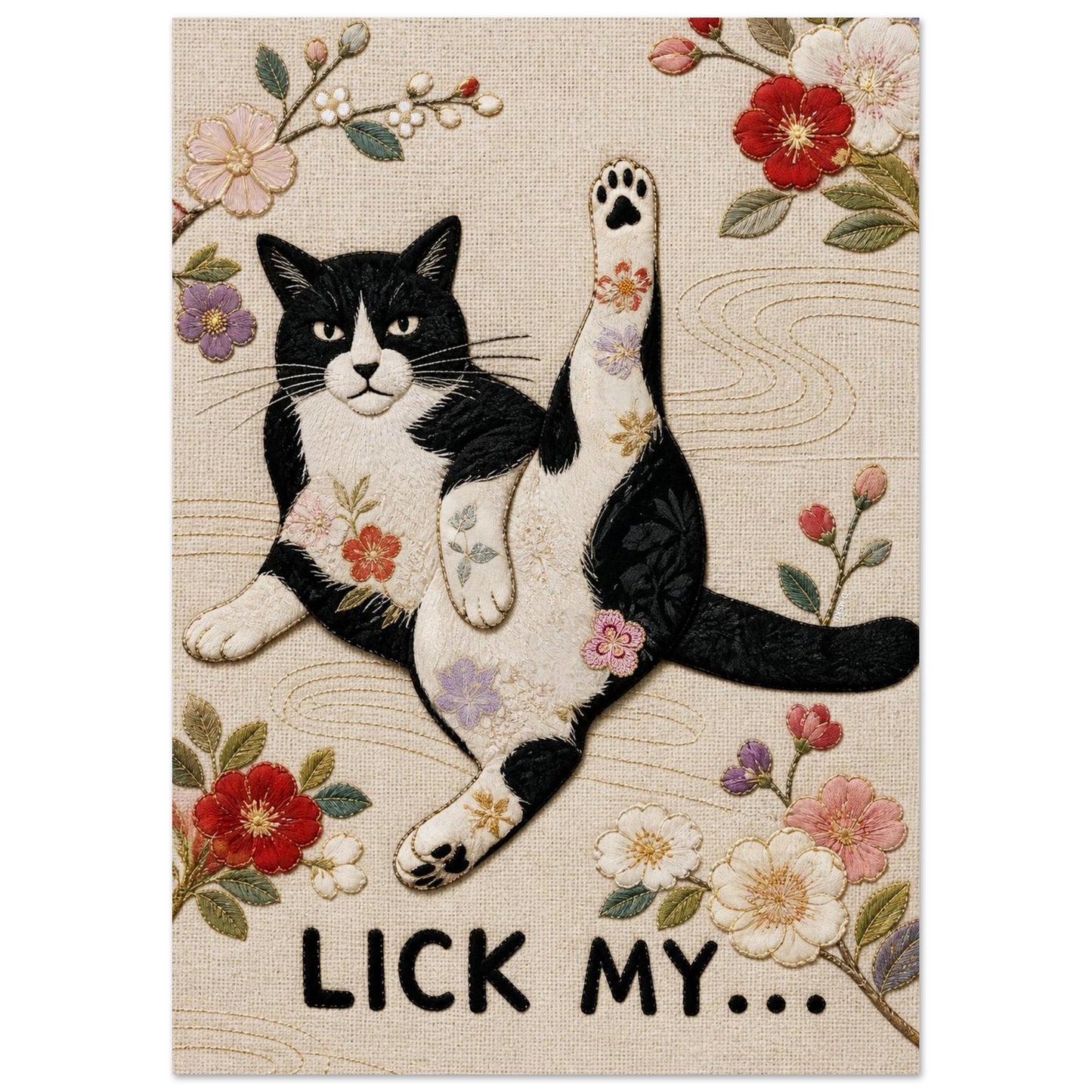 Lick My... Textile-Inspired Matte Paper Poster - Japanese Kimono Style