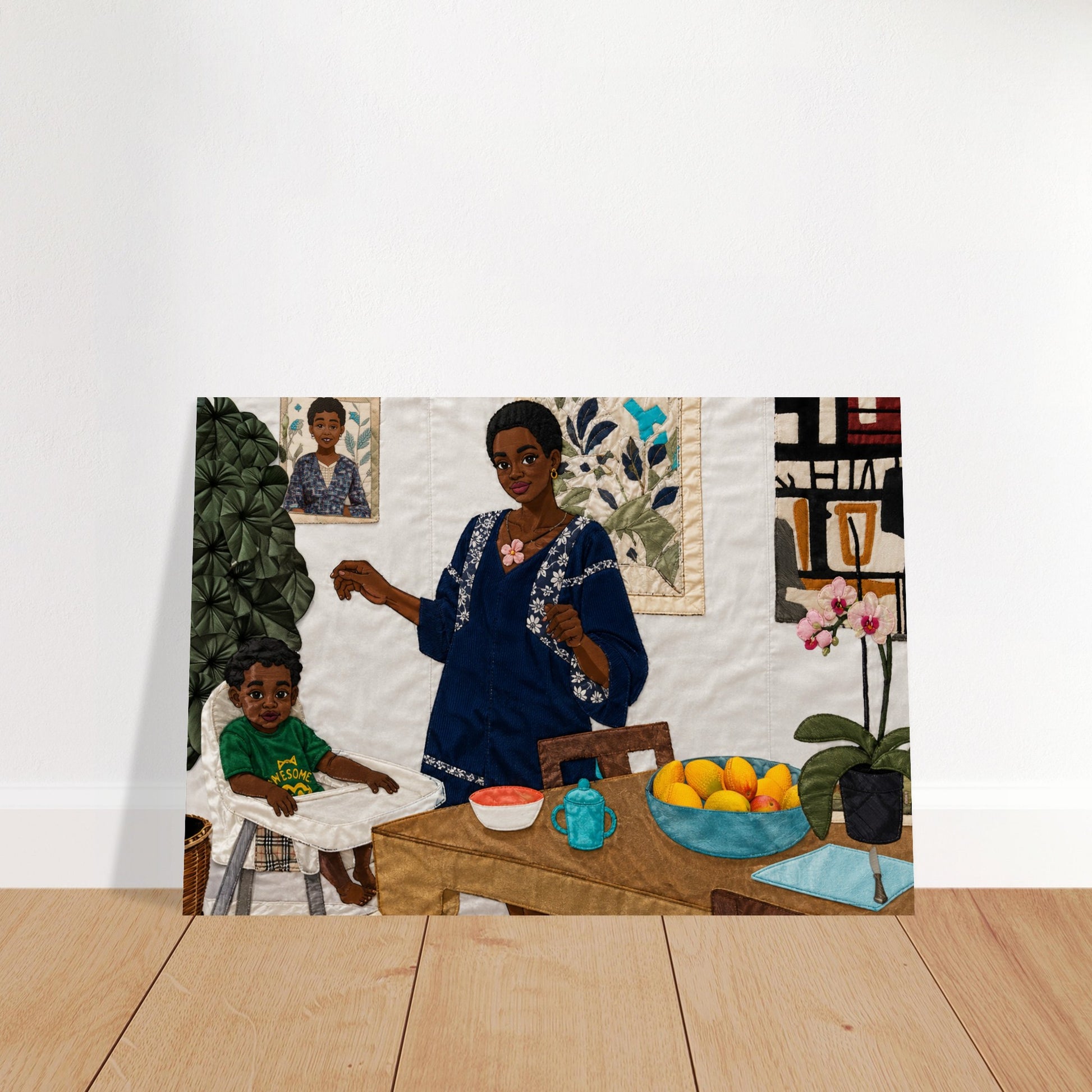 Mother’s Table Quilt-Inspired Matte Paper Poster - Bisa Butler Style