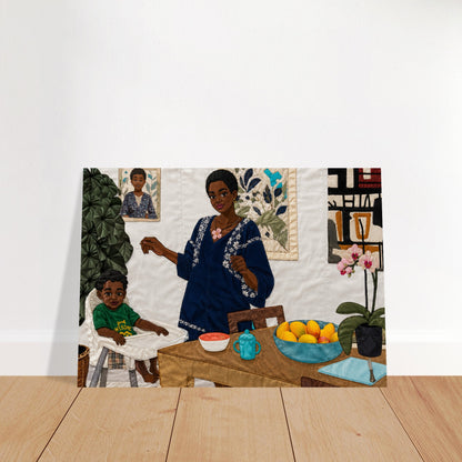 Mother’s Table Quilt-Inspired Matte Paper Poster - Bisa Butler Style