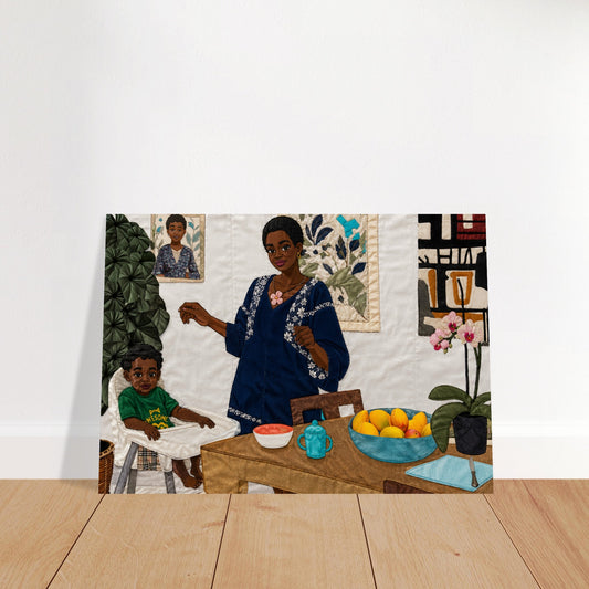 Mother’s Table Quilt-Inspired Matte Paper Poster - Bisa Butler Style