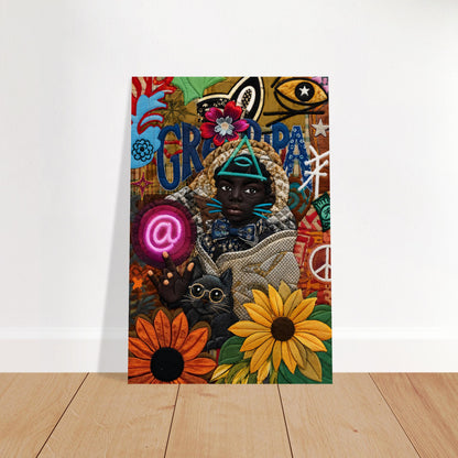 Neon Oracle Black Child Quilt-Inspired Matte Paper Poster - Bisa Butle