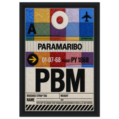Paramaribo PBM Framed Canvas Quilted-Style Vintage-Travel