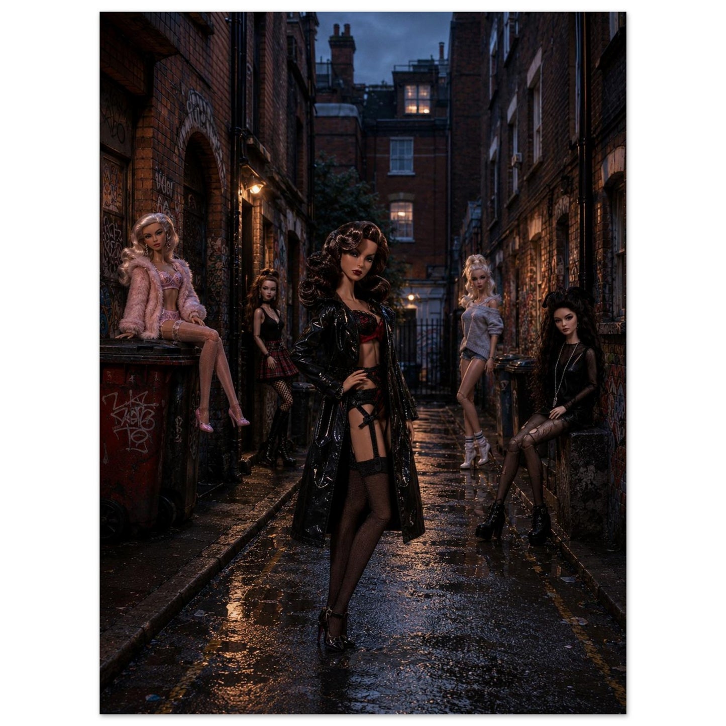 Midnight Doll Alley Gothic-Noir Museum Quality Matte Paper Poster