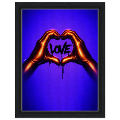 Black Love Hands Neon-Graffiti Pop-Art Framed Canvas