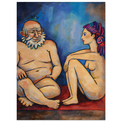 Blue Conversation Museum-Quality Painterly-Modern Matte Paper Poster