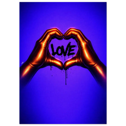 Black Love Hands Neon-Pop Museum-Quality Matte Paper Poster