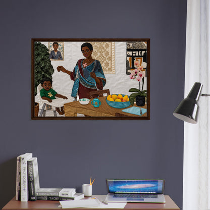 Mother’s Table Quilted-Style Framed Canvas - Bisa Butler Style