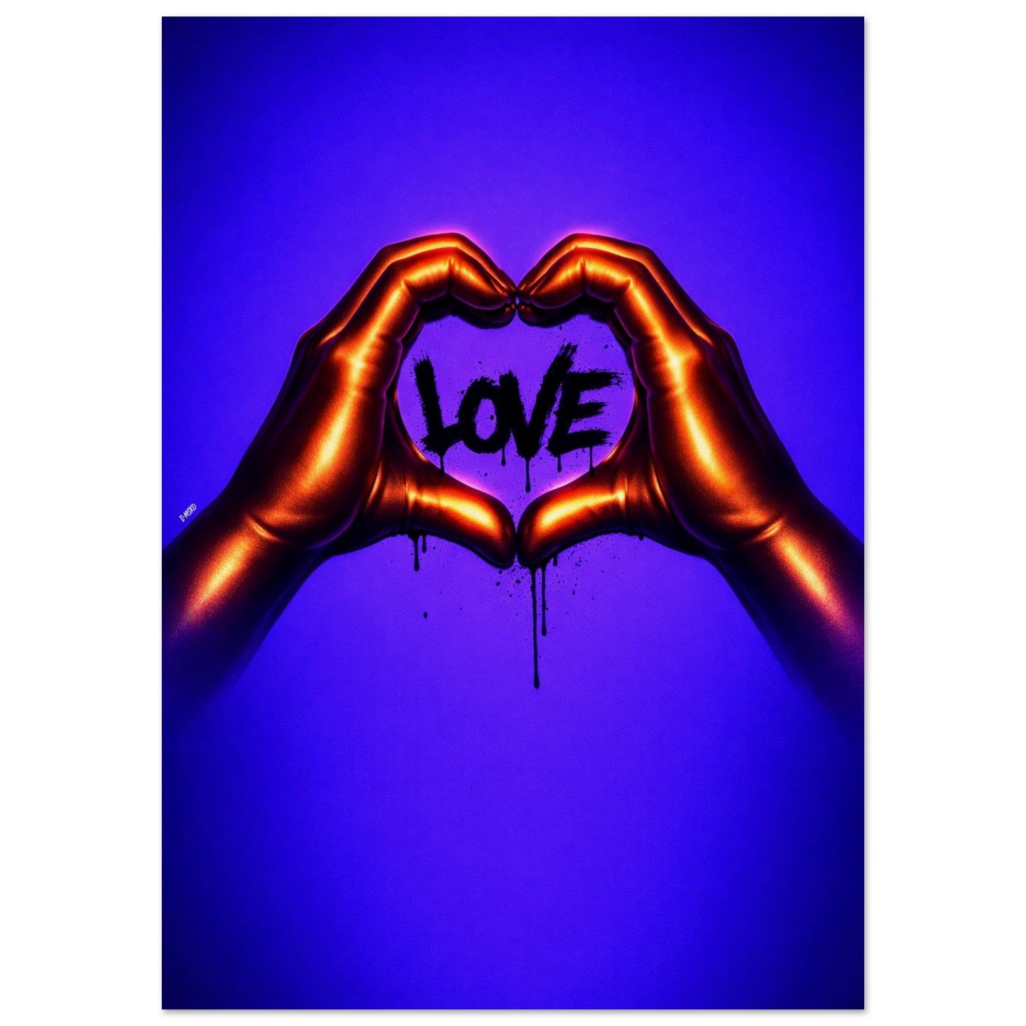 Black Love Hands Neon-Pop Museum-Quality Matte Paper Poster