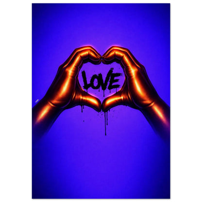 Black Love Hands Neon-Pop Museum-Quality Matte Paper Poster