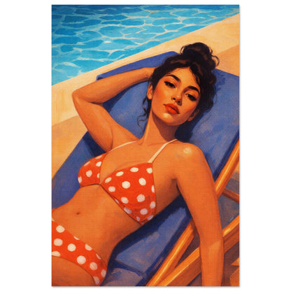 Poolside Muse Retro Pin-up Matte Paper Poster - Pop Art Style