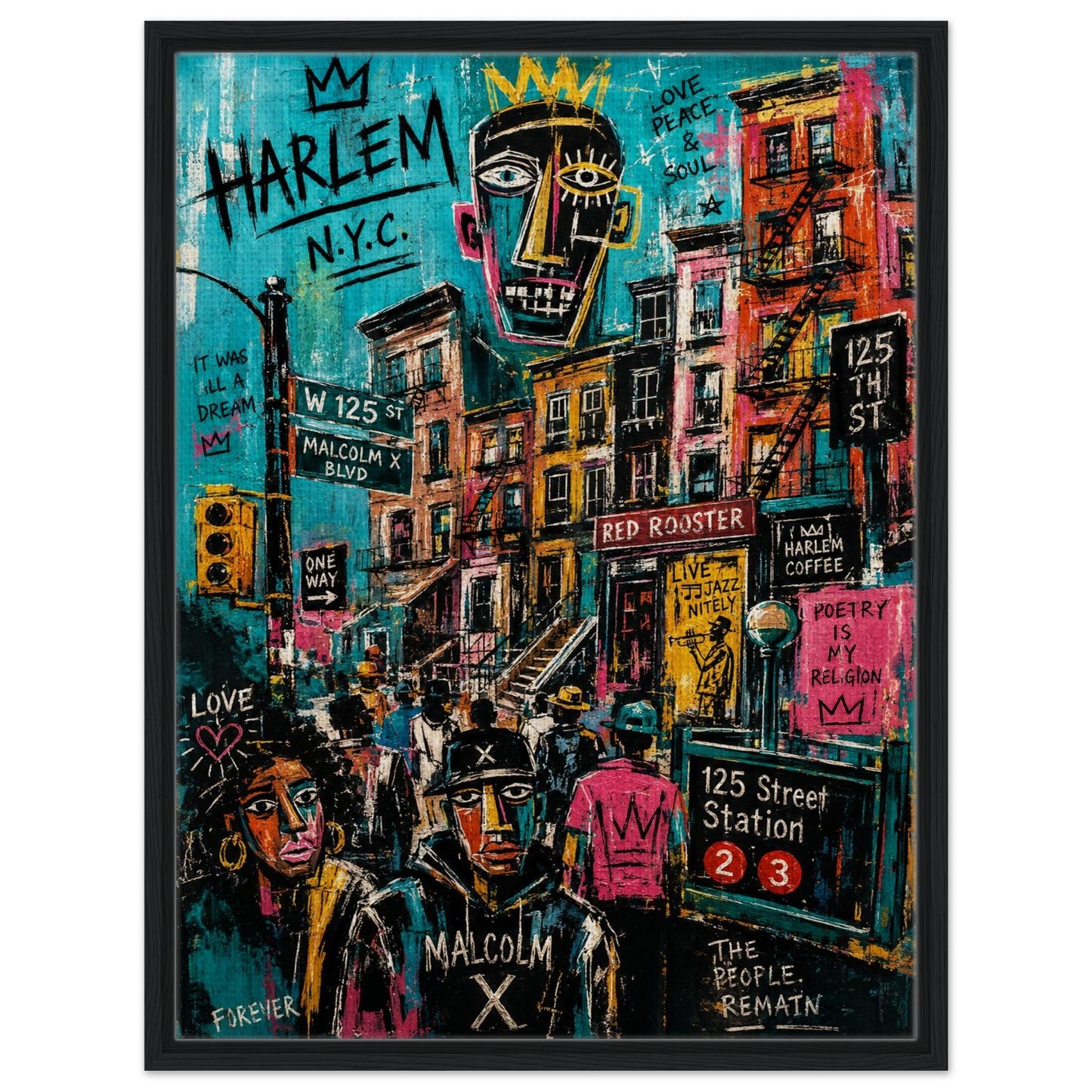 Harlem Rhythm 125 Urban-Graffiti Matte Paper Poster - Basquiat Style