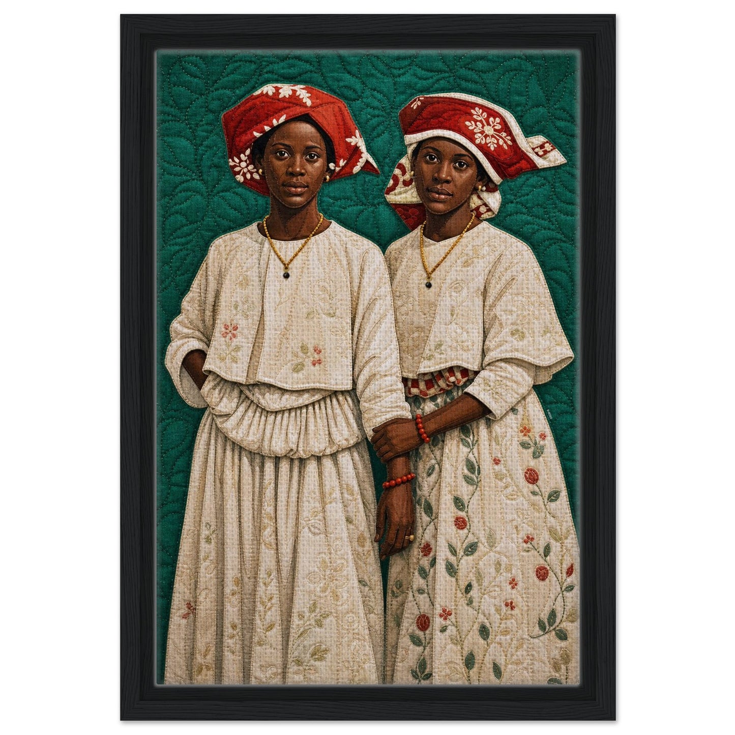 Surinamese Kotomisi Framed Canvas Quilted-Style - Bisa Butler Style