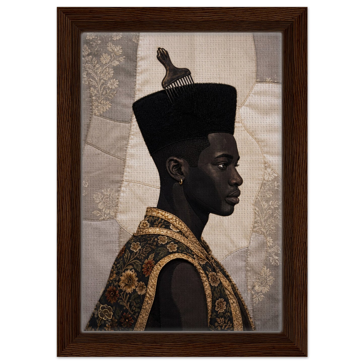Black Man Afrocentric Matte Paper Poster - Quilt-Inspired Art