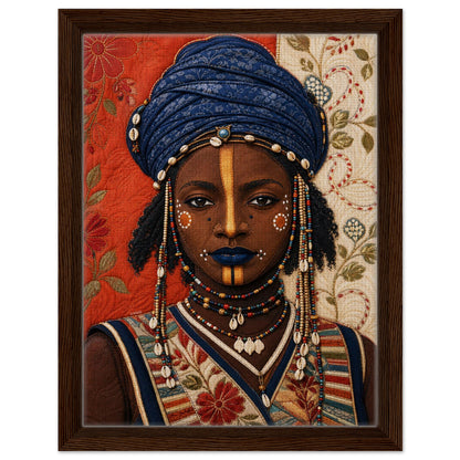 Wadaabe Woman Framed Canvas Quilt-Inspired - Bisa Butler Style