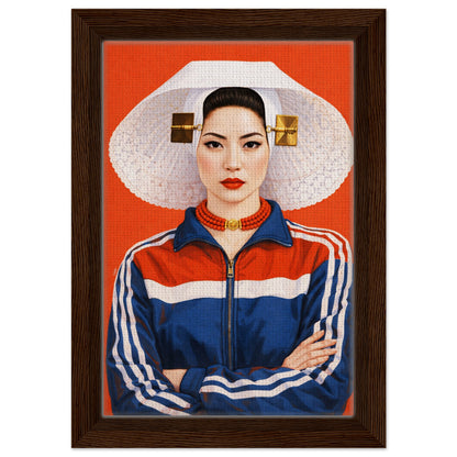 Zeeland Bonnet Dutch Costume Framed Canvas Mixed-Cultural Portrait