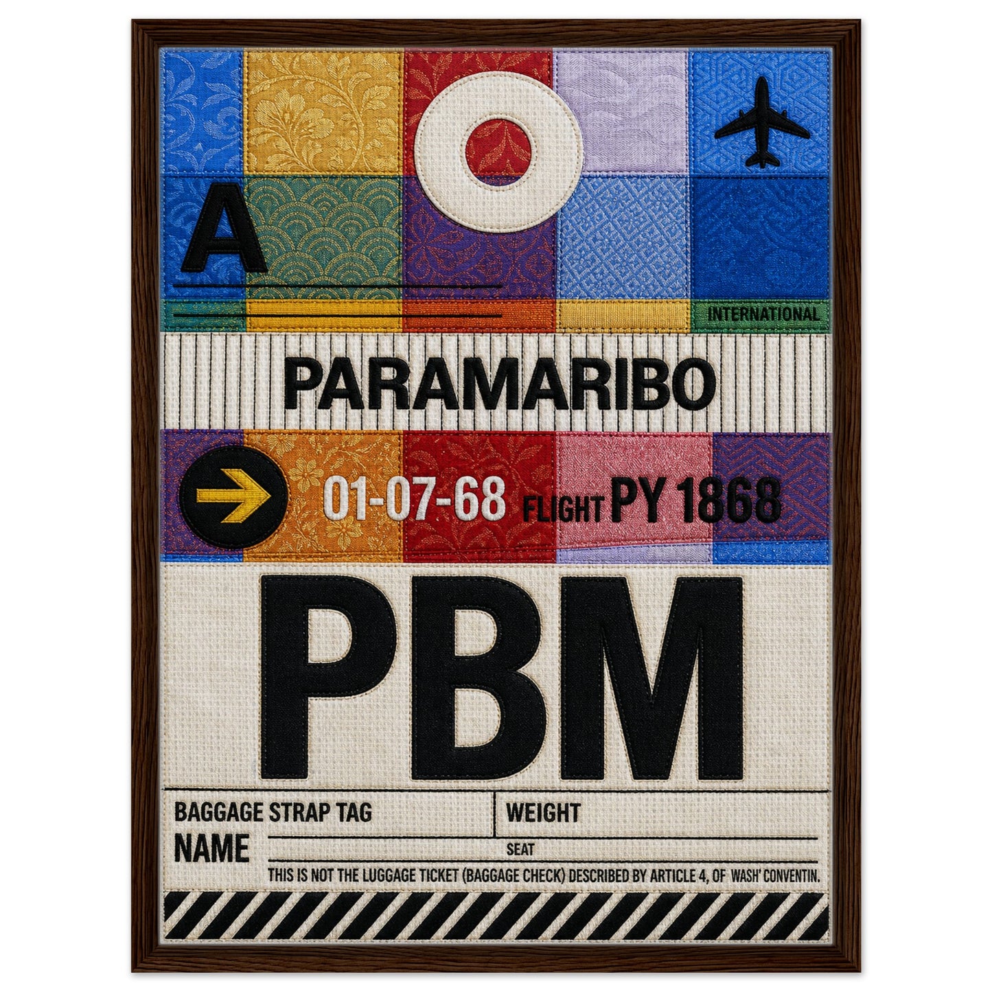 Paramaribo PBM Framed Canvas Quilted-Style Vintage-Travel