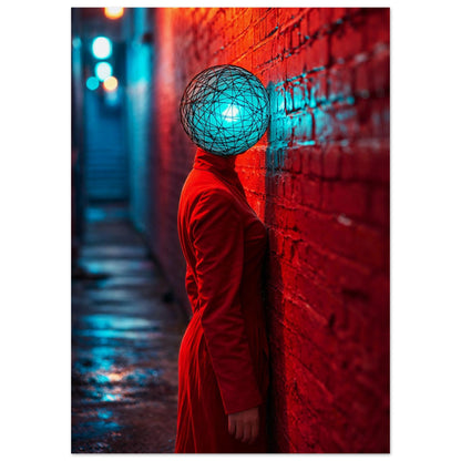 Neon Alley Portrait Cyberpunk-Surreal Matte Paper Poster
