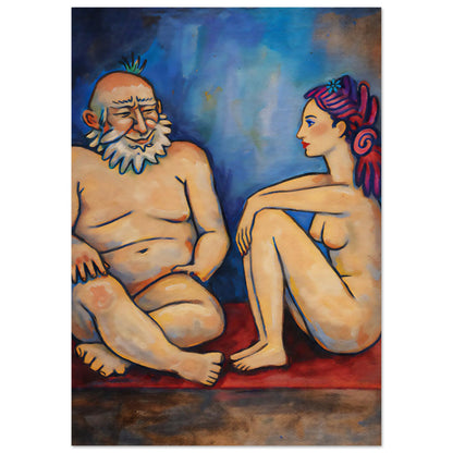 Blue Conversation Museum-Quality Painterly-Modern Matte Paper Poster
