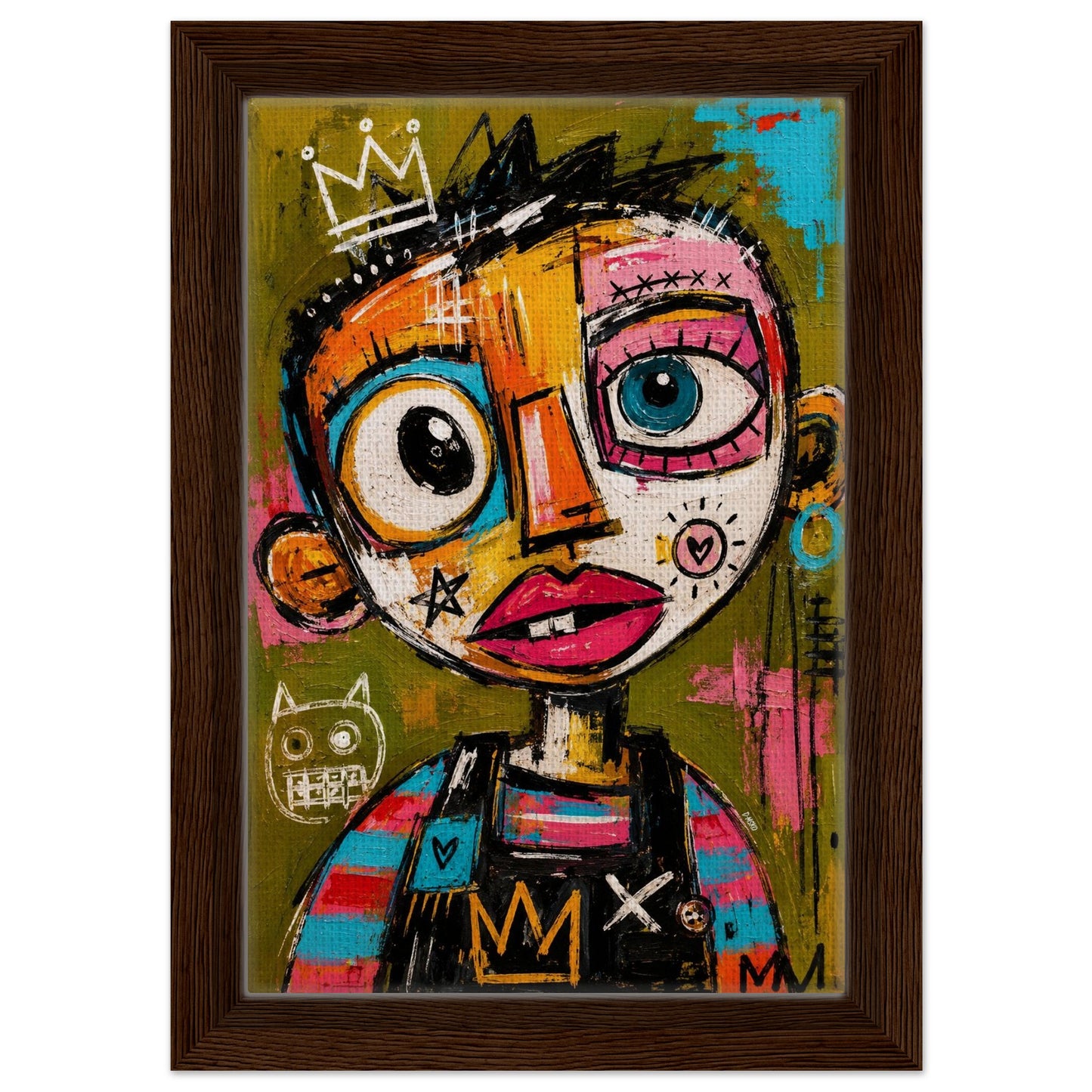 Crowned Rebel Child Framed Canvas Afrocentric Graffiti-Inspired