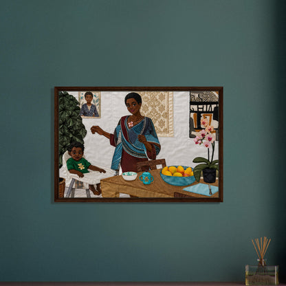Mother’s Table Quilted-Style Framed Canvas - Bisa Butler Style