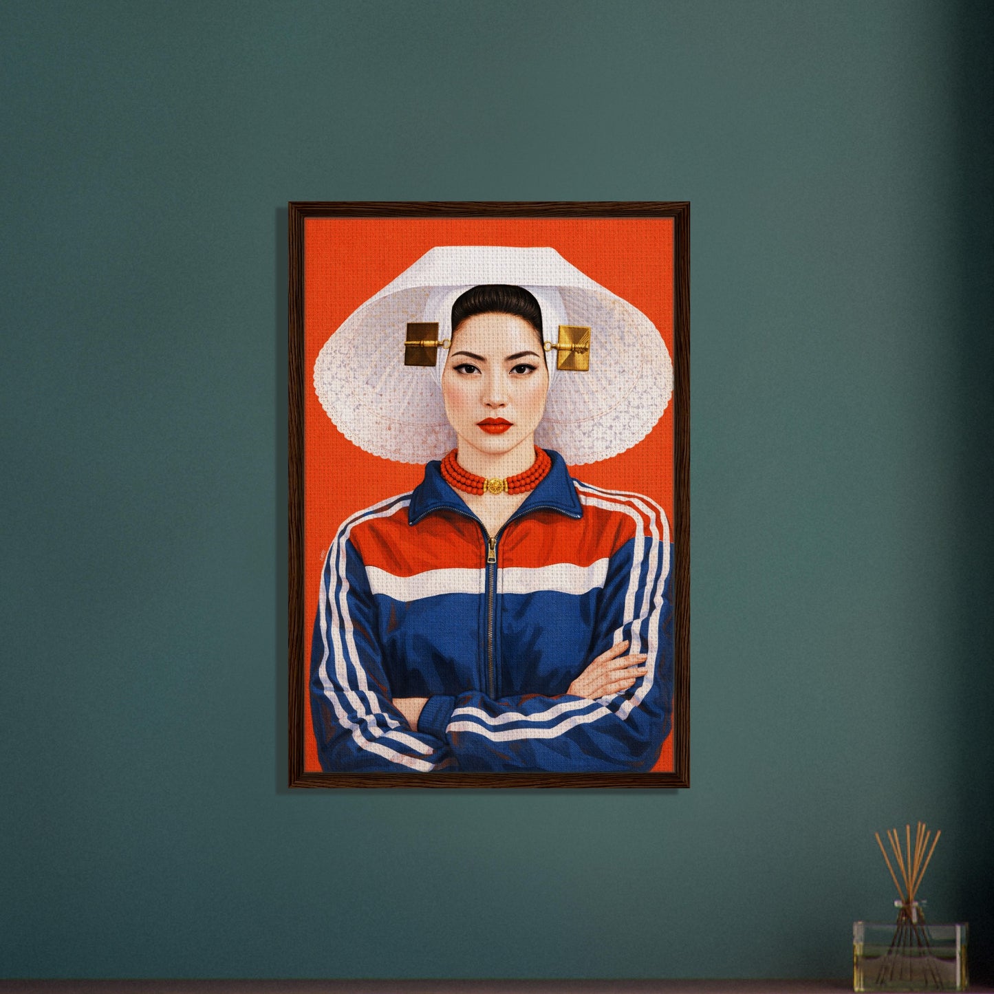 Zeeland Bonnet Dutch Costume Framed Canvas Mixed-Cultural Portrait