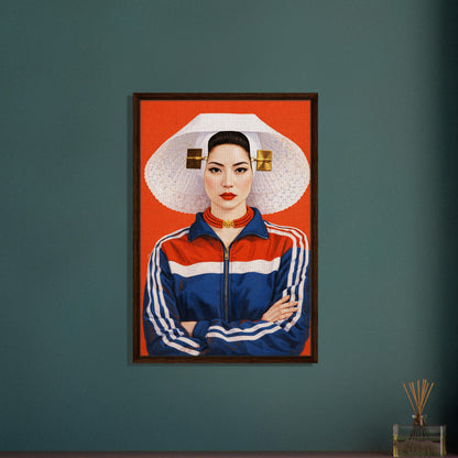 Zeeland Bonnet Dutch Costume Framed Canvas Mixed-Cultural Portrait