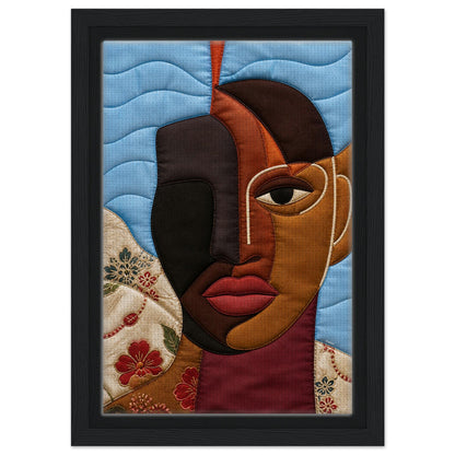 The Split Self Framed Canvas Quilt-Inspired Afrocentric Portrait
