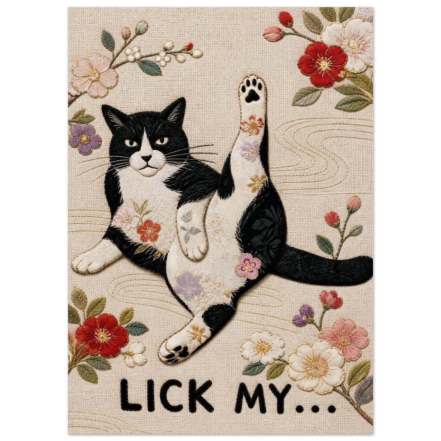 Lick My... Textile-Inspired Matte Paper Poster - Japanese Kimono Style