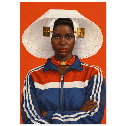Zeeland Bonnet Portrait Afro-Dutch Matte Paper Poster